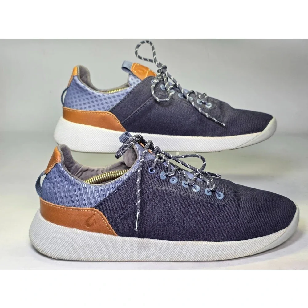 Olukai Nanea LI Mens Shoes Size 9.5 Navy Lace Up Low Top Walking Casual Sneakers
